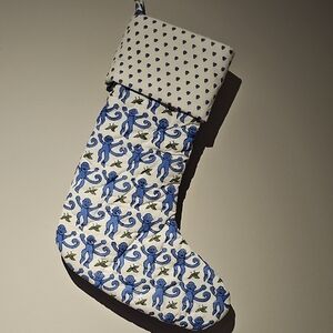 Roller Rabbit Blue and White Monkey Print Stocking